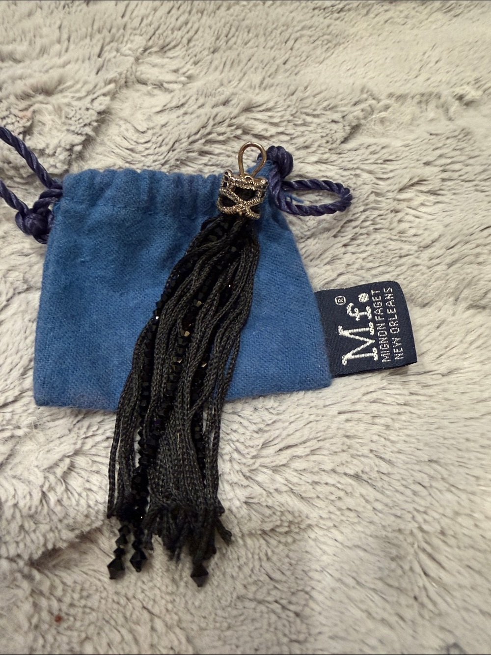 Mignon Faget Black Beaded Tassel Charm with silver Accent